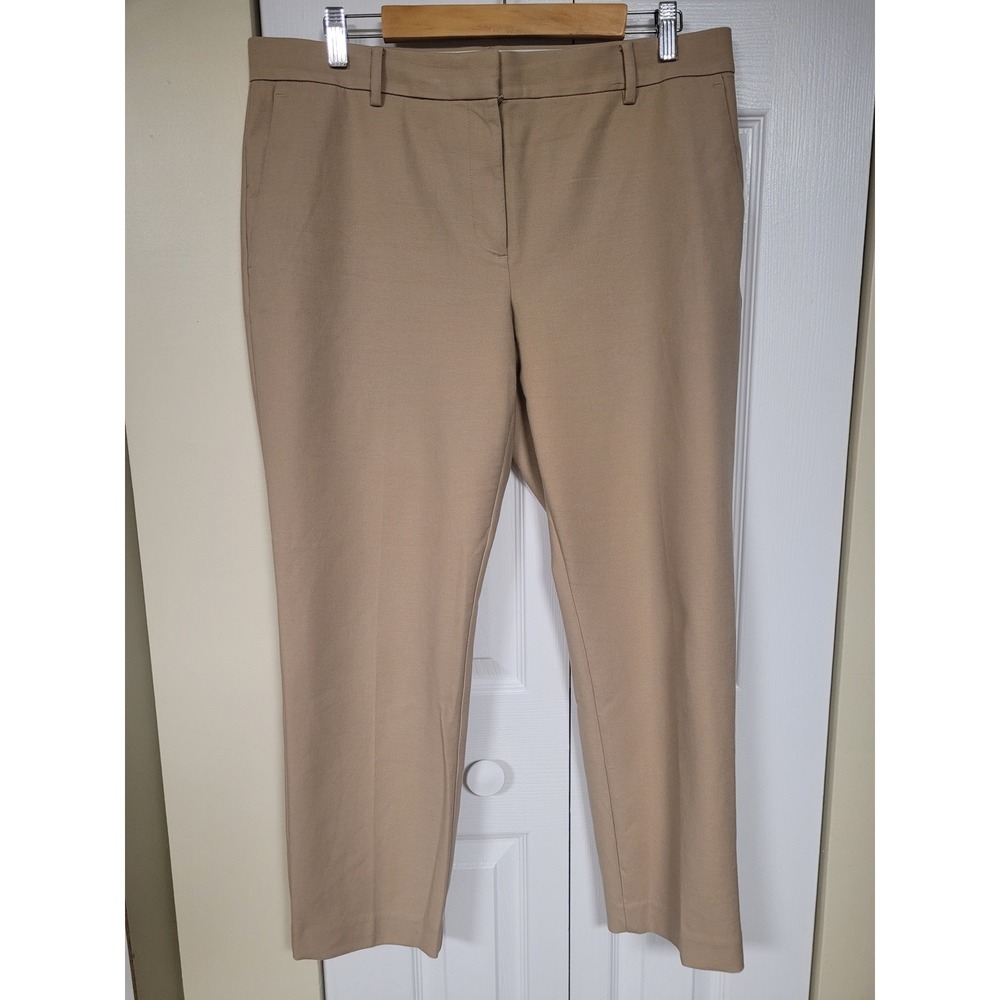Ann Taylor Eva Tan Ankle Pants Womens Preppy Cotton Stretch Straight Size 12